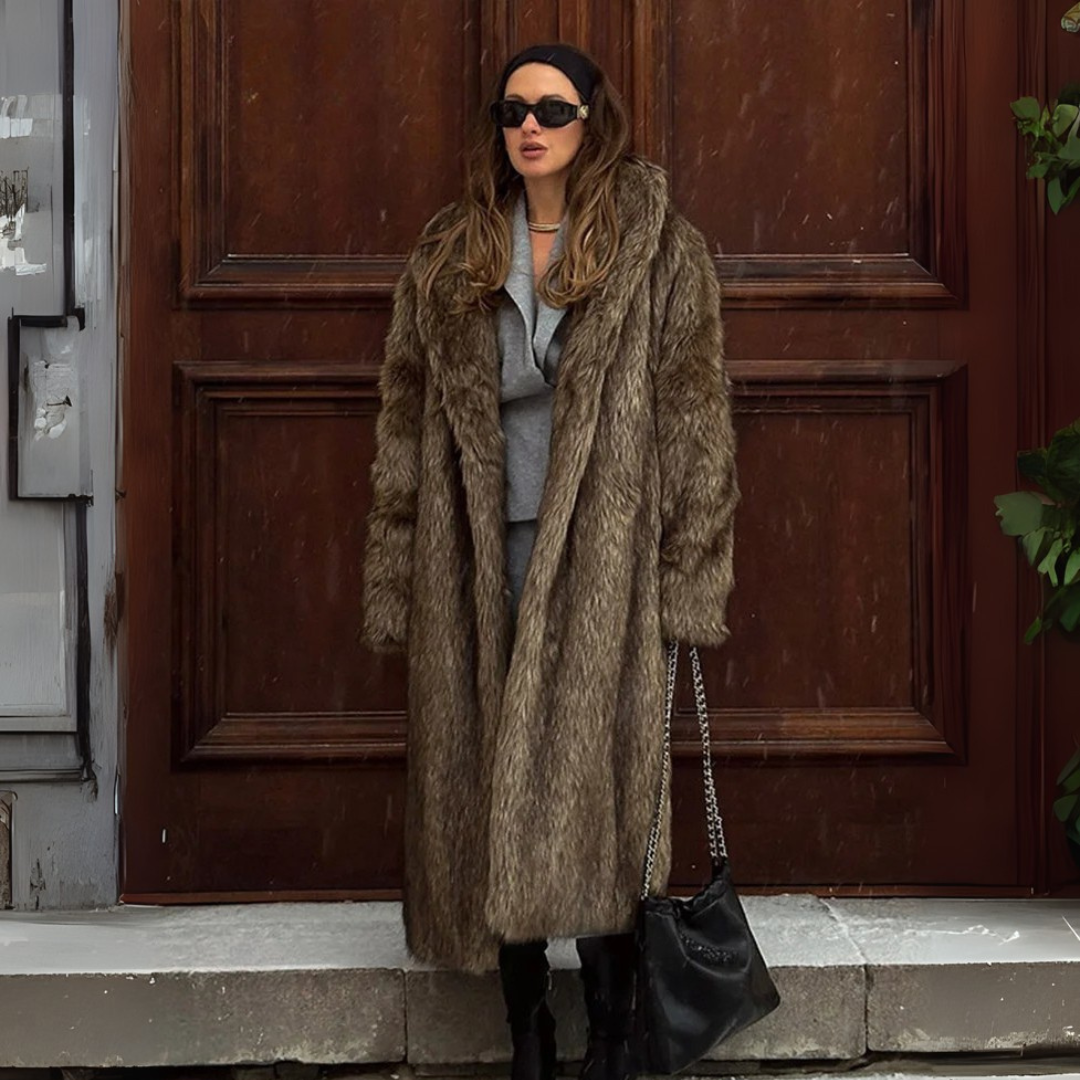 Luxury Women's Fluffy Long Faux Fur Coat