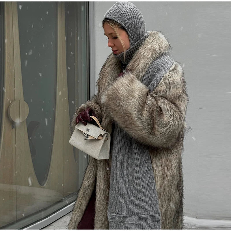 Luxury Women's Fluffy Long Faux Fur Coat