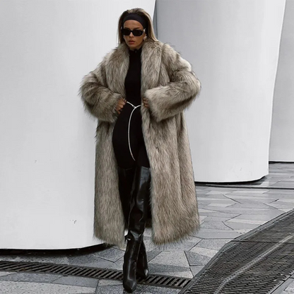 Luxury Women's Fluffy Long Faux Fur Coat