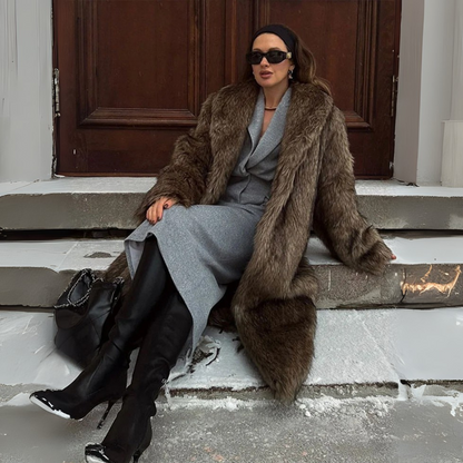 Luxury Women's Fluffy Long Faux Fur Coat
