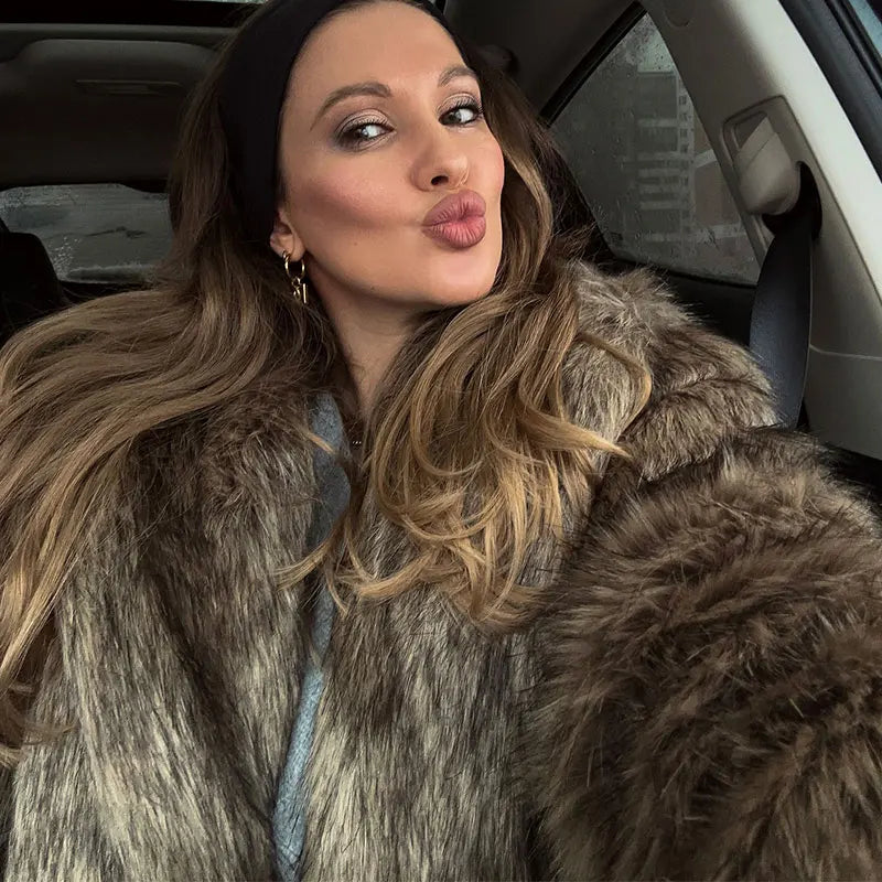 Luxury Women's Fluffy Long Faux Fur Coat