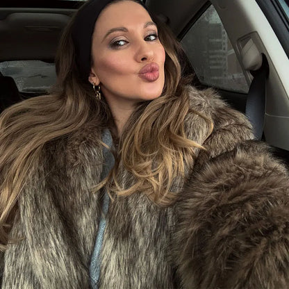 Luxury Women's Fluffy Long Faux Fur Coat