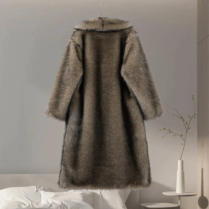 Luxury Women's Fluffy Long Faux Fur Coat