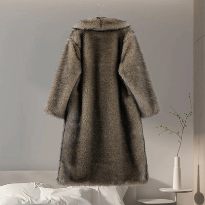 Luxury Women's Fluffy Long Faux Fur Coat
