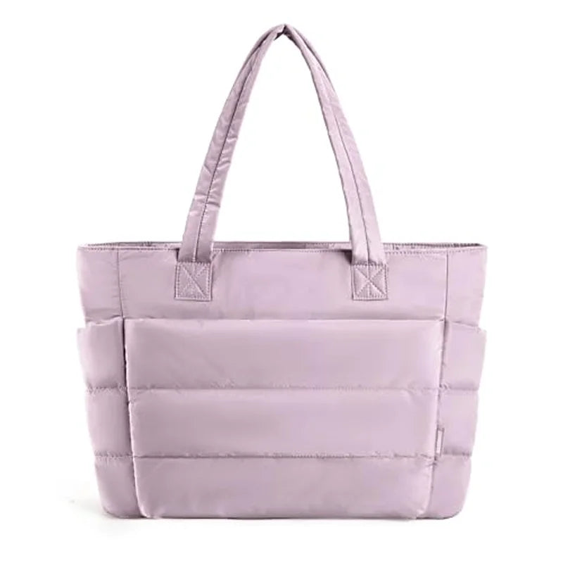 SOLA Women's Quilted Puffer Tote Bag, Large Capacity Shoulder Bag for Travel & Work