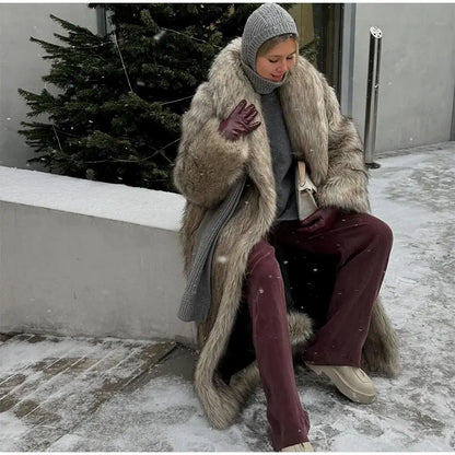 Luxury Women's Fluffy Long Faux Fur Coat