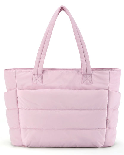 SOLA Women's Quilted Puffer Tote Bag, Large Capacity Shoulder Bag for Travel & Work