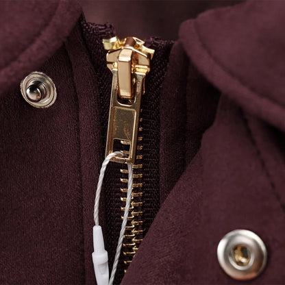 Women's Bomber Jacket Lapel Long Sleeve Zipper Suede Jacket Women