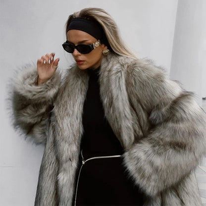 Luxury Women's Fluffy Long Faux Fur Coat