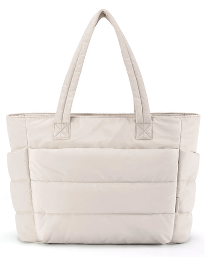 SOLA Women's Quilted Puffer Tote Bag, Large Capacity Shoulder Bag for Travel & Work