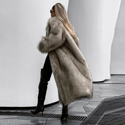 Luxury Women's Fluffy Long Faux Fur Coat