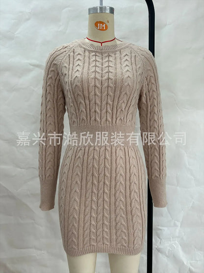 Long Sleeve Bodycon Mini Dresses Casual Slim Female Knitted Outwear