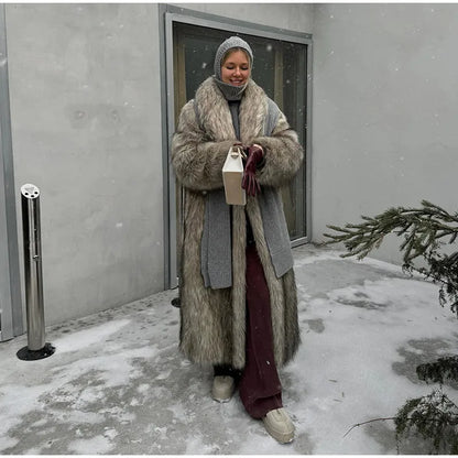 Luxury Women's Fluffy Long Faux Fur Coat