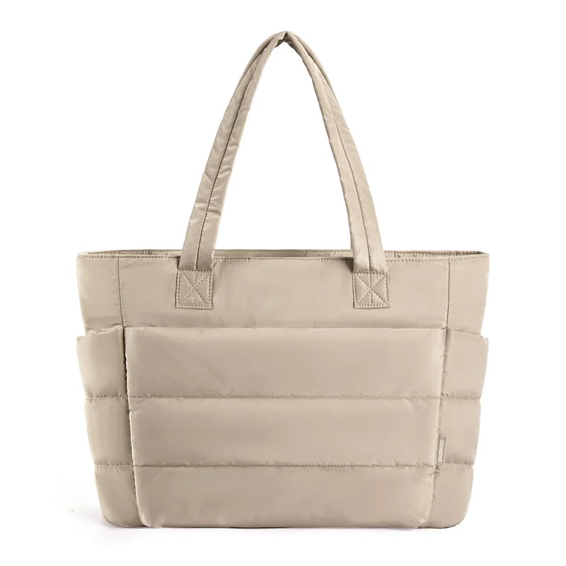 SOLA Women's Quilted Puffer Tote Bag, Large Capacity Shoulder Bag for Travel & Work