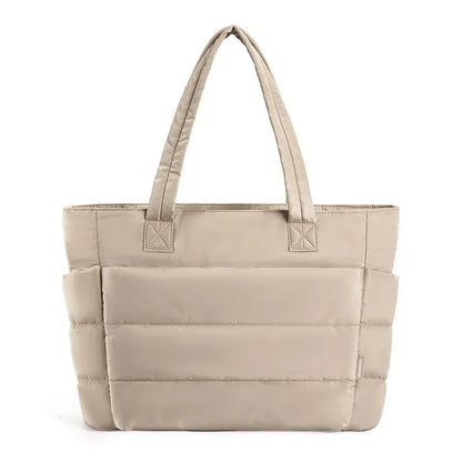SOLA Women's Quilted Puffer Tote Bag, Large Capacity Shoulder Bag for Travel & Work