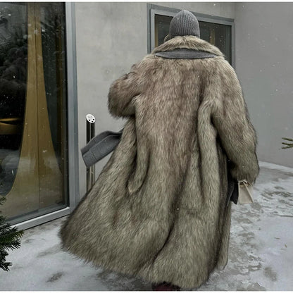 Luxury Women's Fluffy Long Faux Fur Coat