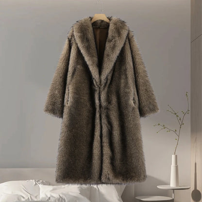 Luxury Women's Fluffy Long Faux Fur Coat